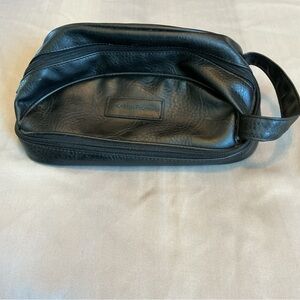 Perry Ellis Black Leather Toiletry Bag